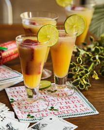Pineapple Shrub with Cranberry Ice Cubes